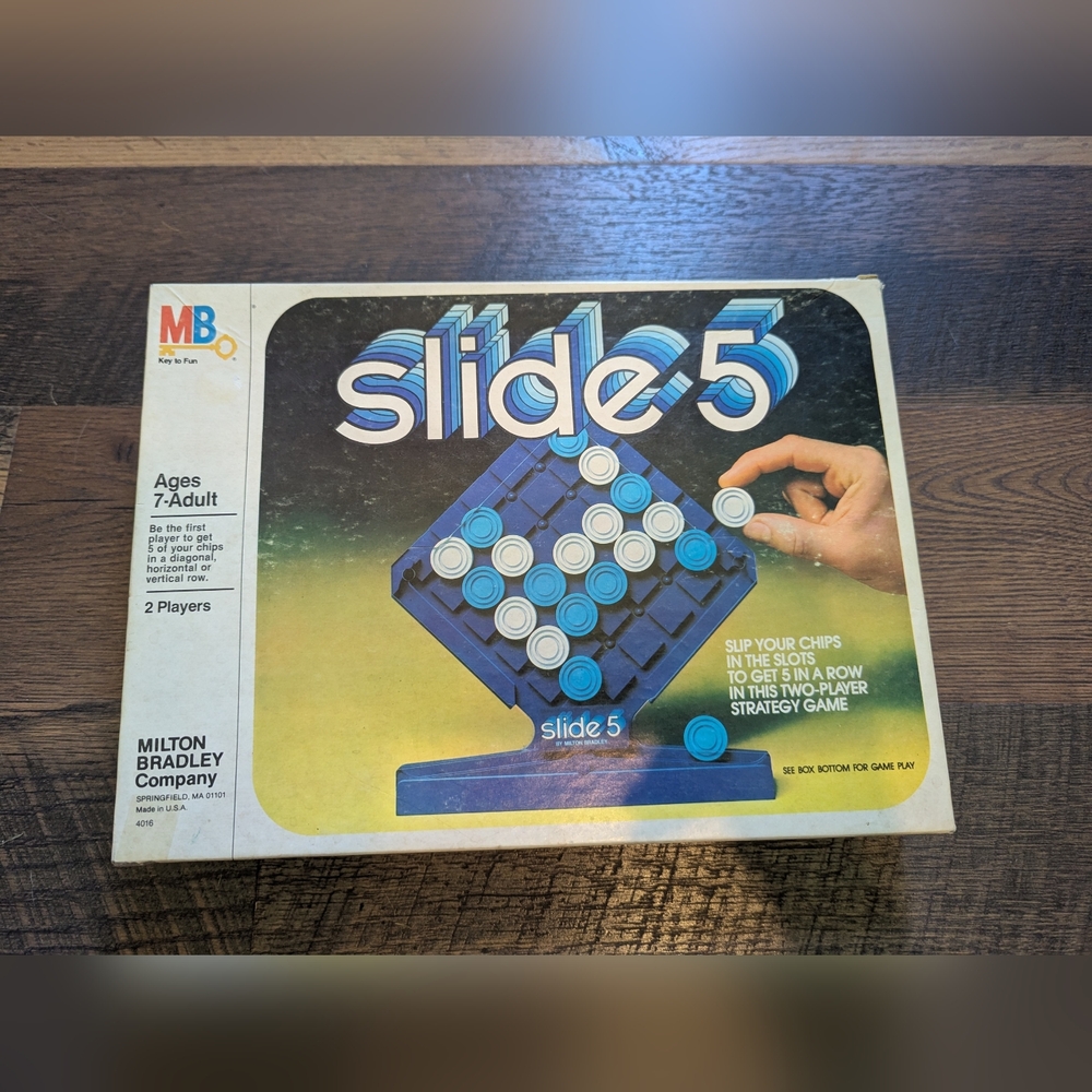 Vtg SLIDE 5 Game 1980 Milton Bradley Complete Strategy Tactical 2 Player Age 7+